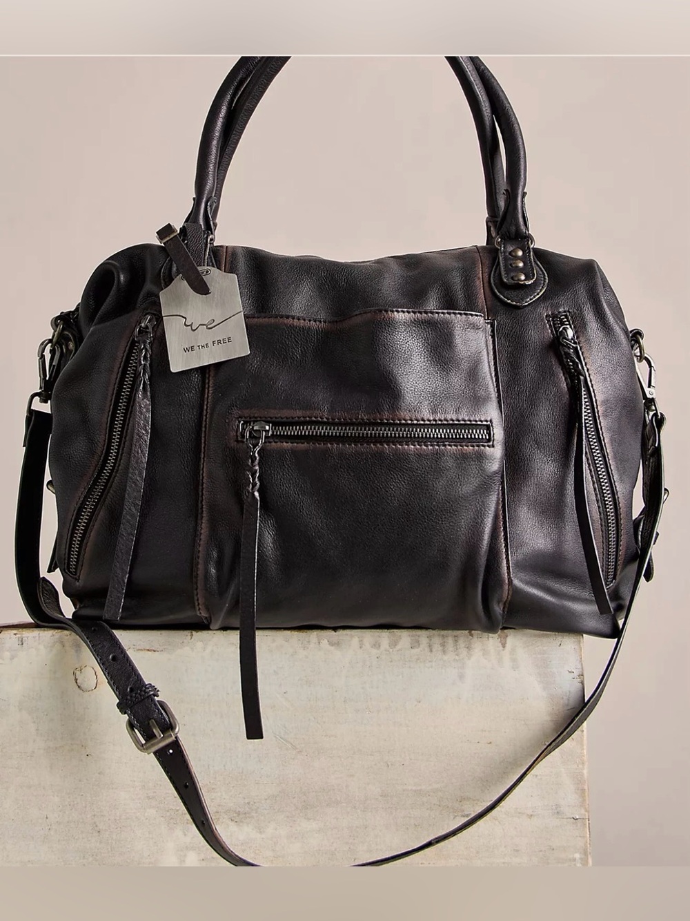 Free People x We The Free EMERSON Black Satchel Handbag New $258